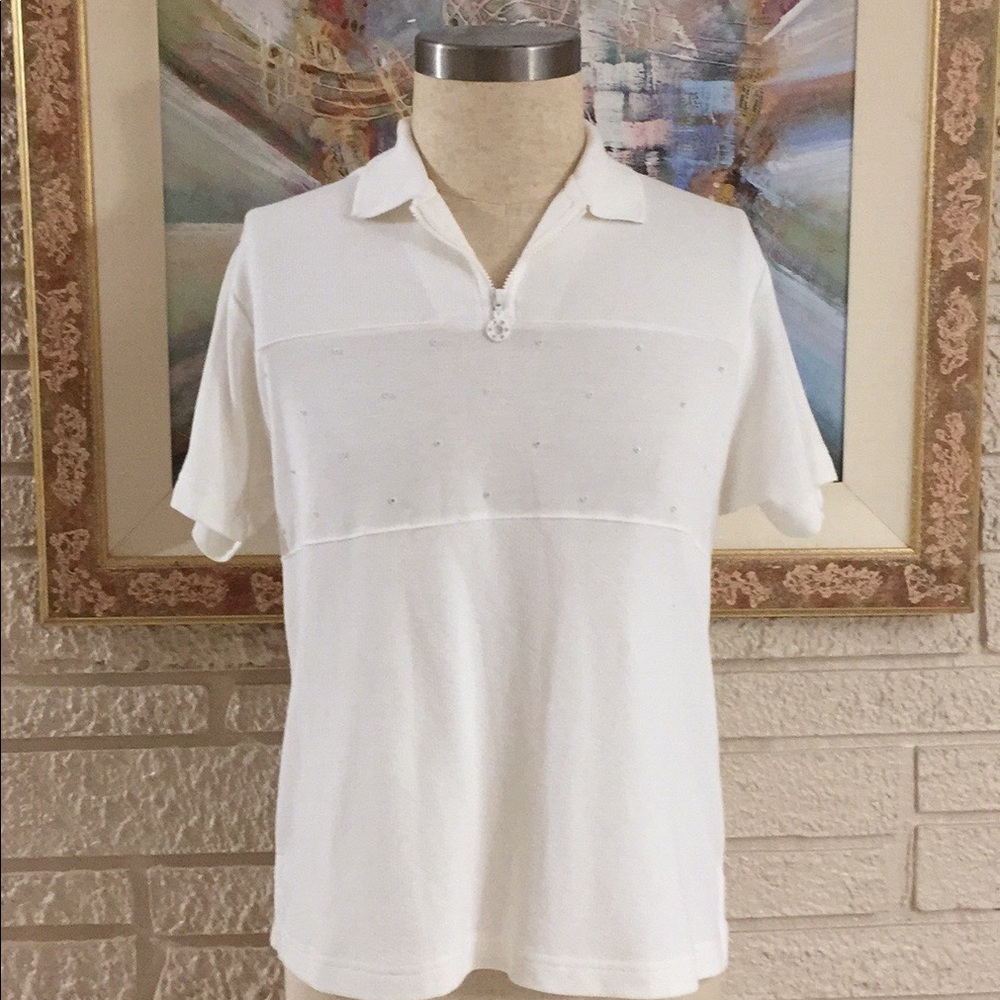 🌹Blast Rhinestone Embellished Polo Shirt Top - Picture 4 of 9